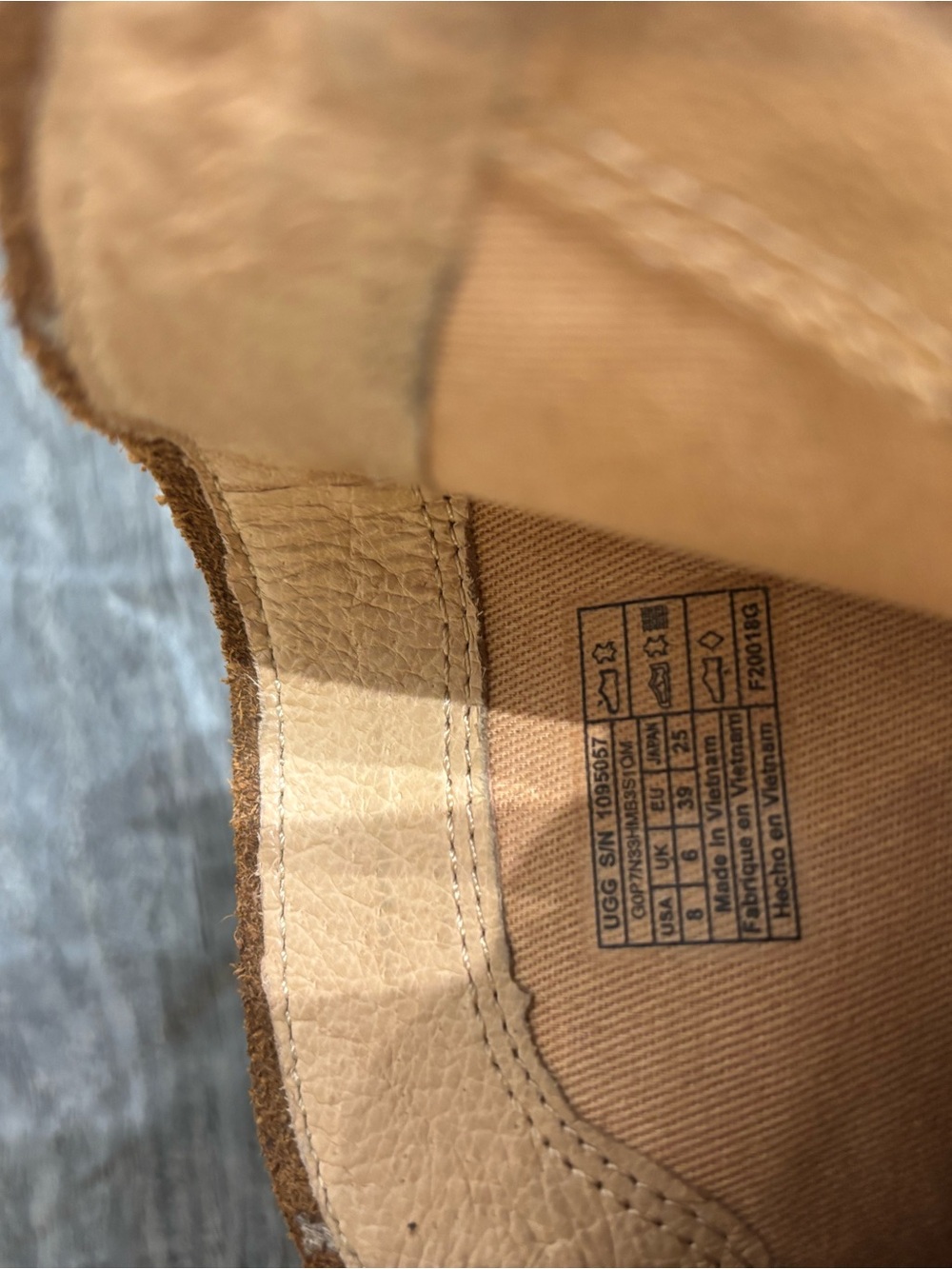 UGG Pixley Chestnut Nubuck Leather Stacked Block Heel Ankle Boots Size 8 GUC - Picture 3 of 10